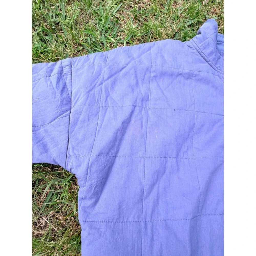 Amuse Society Quilted‎ Snap Front Jacket Periwinkle Blue Palm Tree Logo L/XL